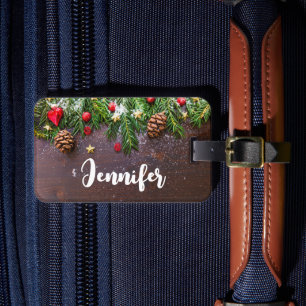 Rustik jul Bord med Gräs och Snö Bagagebricka