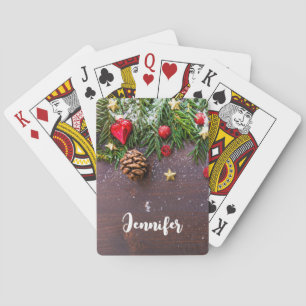 Rustik jul Bord med Gräs och Snö Casinokort
