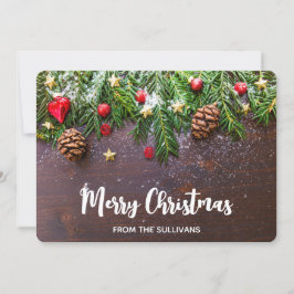 Rustik jul Bord med Gräs och Snö Julkort