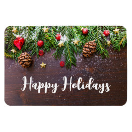 Rustik jul Bord med Gräs och Snö Magnet