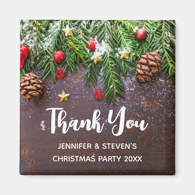 Rustik jul Bord med Gräs och Snö Tack Magnet (Framsidan)