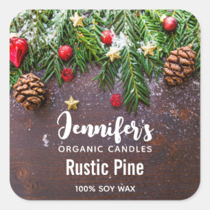 Rustik jul Bord med Gräs & Snö Candle Biz Fyrkantigt Klistermärke