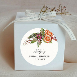 Rustik jul bröllopsdusch present runt klistermärke