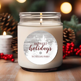 Rustik jul burgunderröd träd runt klistermärke