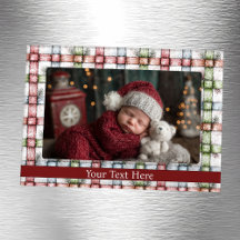 Rustik jul Gingham Magnetic Photo Ram