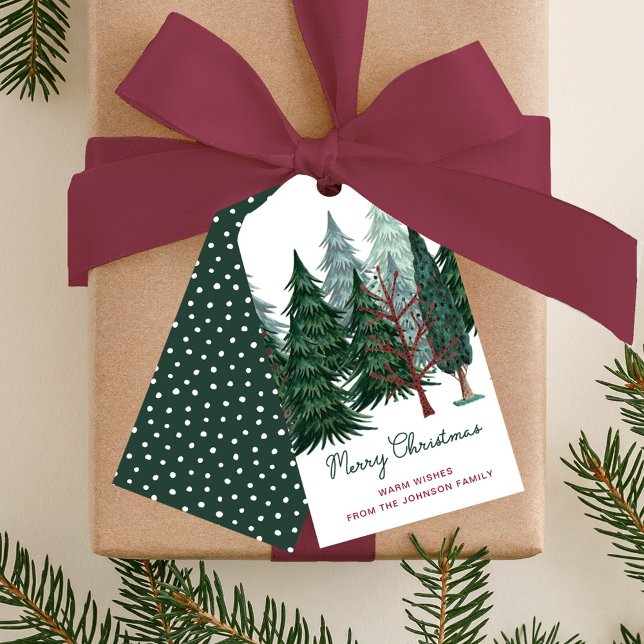 Rustik jul Gräs Träd Presentetikett (Rustic Christmas Pine Tree Gift Tags)