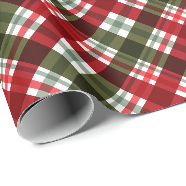 Rustik jul/Helgdag Red & Grönt Tartan Presentpapper (Rullad Hörn)