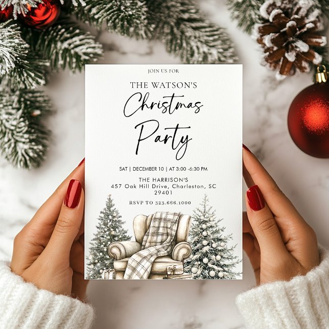 Rustik jul Helgdag Träd Inbjudningar (Skapare uppladdad)