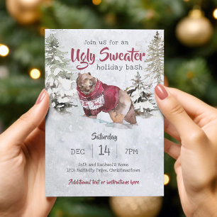 Rustik jul Helgdag Ugly Sweater Party Inbjudningar