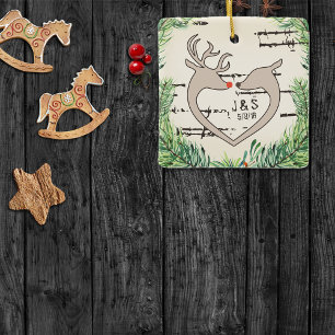 Rustik jul Hjort Silhouette Heart Julgransprydnad Keramik