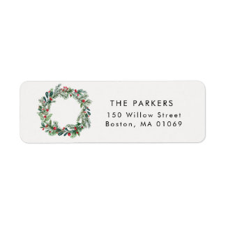 Rustik jul Holly Berries Gräs-utandningen Adress Returadress Etikett
