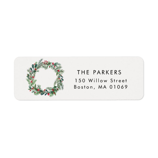 Rustik jul Holly Berries Gräs-utandningen Adress Returadress Etikett (Framsidan)