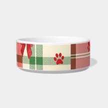 Rustik jul - Hund Bowl - Red, Grönt & Cream