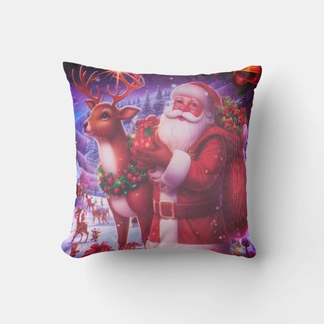 Rustik jul kastkudde - Tomte och renar Kudde (Framsida)