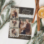 Rustik jul Ljus 4 Photo Collage Helgdag<br><div class="desc">En Rustic jul Ljus 4 Photo Collage Helgdag Magnetic Card med träbakgrund och skript hälsning. Klicka på knappen Anpassa för att anpassa den här designen med dina foton och detaljer.</div>