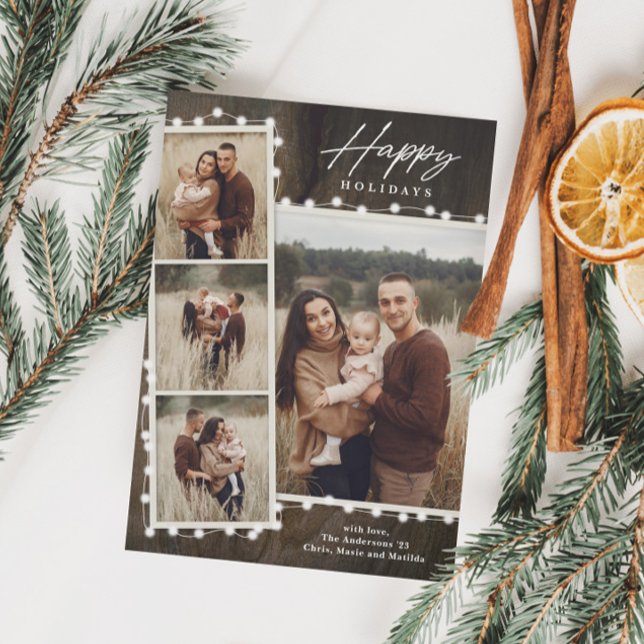 Rustik jul Ljus 4 Photo Collage Helgdag (Skapare uppladdad)