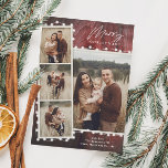 Rustik jul Ljus 4 Photo Collage Julkort<br><div class="desc">En Rustic jul Ljus 4 Photo Collage Helgdag Card med träbakgrund och hälsning. Klicka på knappen Anpassa för att anpassa den här designen med dina foton och detaljer.</div>