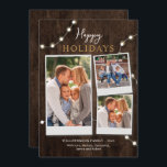 Rustik jul med 3 foton i träutseende julkort<br><div class="desc">Våra julkort med fotokollage är lätta att anpassa. Lägg till dina familjebilder och redigera platshållartexten genom att klicka på "Personifiera"-knappen. Ändra layout eller typsnitt enkelt med hjälp av vårt "Designverktyg"</div>