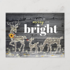 Rustik jul Merry och Bright Helgdag Reindeer Vykort