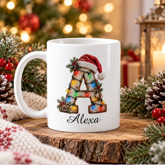 Rustik Jul Monogram Bokstav A Kaffemugg (Rustic Festive Christmas Monogram Letter A Coffee Mug
)