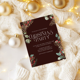 Rustik jul Party Inbjudan | Burgundy Helgdag