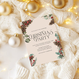 Rustik jul Party Inbjudan | Tan Helgdag Theme