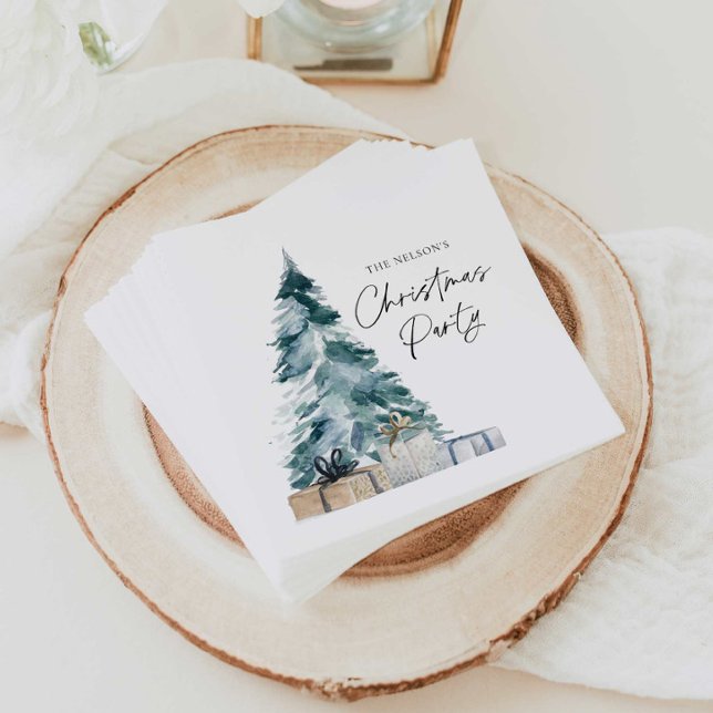 Rustik Jul Personlig Party Papper Napkins Pappersservett (Personalized Christmas Party Napkins)