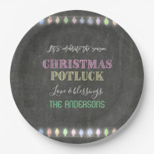 Rustik jul Potluck Chalkboard String Ljus