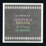 Rustik jul Potluck Chalkboard String Ljus Pappersservett<br><div class="desc">Rustic jul Potluck Chalkboard String Ljus. En färgstark och glatt design för inbjudan din vän att fira säsongen! Använda Anpassa verktyg om du vill lägga till information,  gör ändringar. Om du vill ha matchande artiklar går du till min jultursamling.</div>