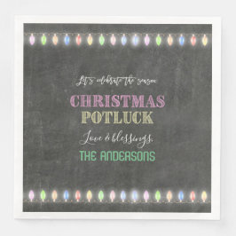 Rustik jul Potluck Chalkboard String Ljus Pappersservett