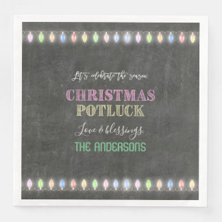 Rustik jul Potluck Chalkboard String Ljus Pappersservett