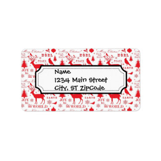 Rustik jul Reindeer Träd Birds Helgdag Adressetikett