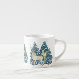 Rustik jul snöig skog hjort dekoration för hemmet espressomugg