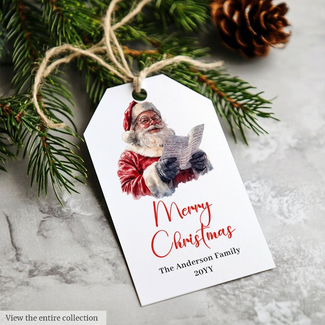 Rustik jul tomte vintage julklappsidé presentetikett (Rustic Santa Claus Vintage Christmas Gift Tag Idea

)