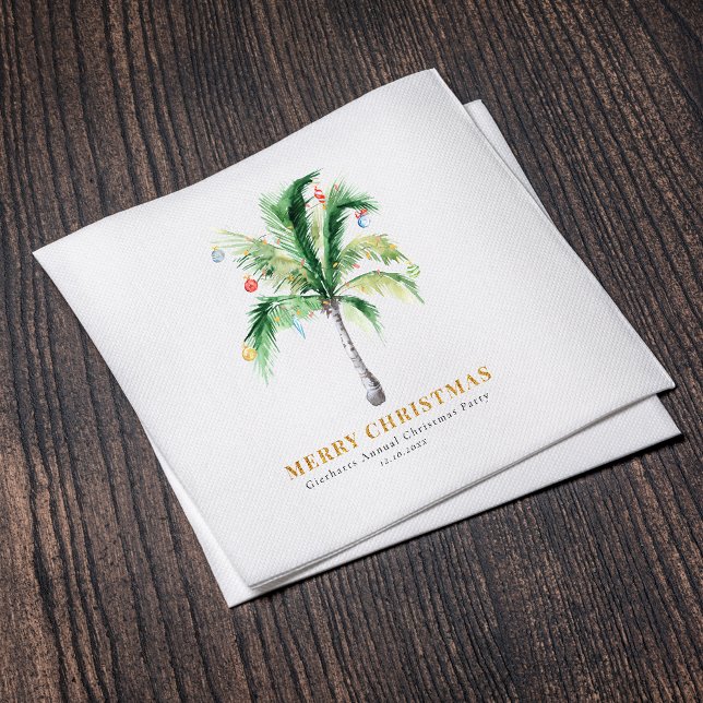 Rustik jul, Träd, Handflatan, Papper Pappersservett (Palm Trees Coastal Christmas Party Paper Napkins)