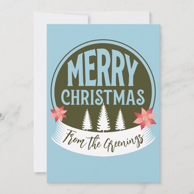 Rustik jul traditionell familj vintage julkort (Framsida)