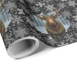 Rustik julälg vinter skogslandskap snö presentpapper
