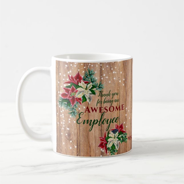 Rustik julblomma för medarbetarskattning kaffemugg (Vänster)
