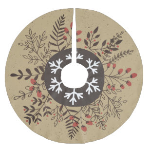 Rustik julblomma snöflinga högtid julgransmatta borstad polyester