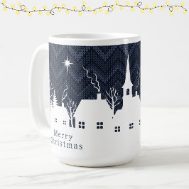 Rustik julby Blå Chevron Stickad Kaffemugg