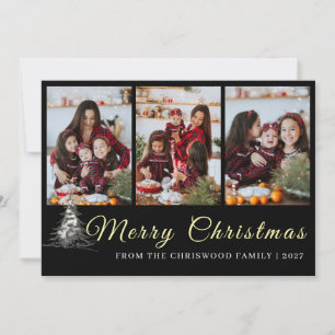 Rustik julcollage med tallskiss för familjefoto julkort
