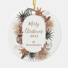 Rustik juldesign med familjen Namn Julgransprydnad Keramik