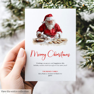 Rustik Julfarbror Minimalistisk Vattenfärg Jul Julkort