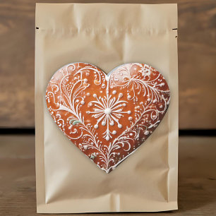 Rustik julfärscookie dekorerad traditionell hjärtformat klistermärke