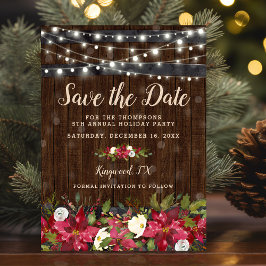Rustik julfest med blomster Save the Date Meddelande Vykort