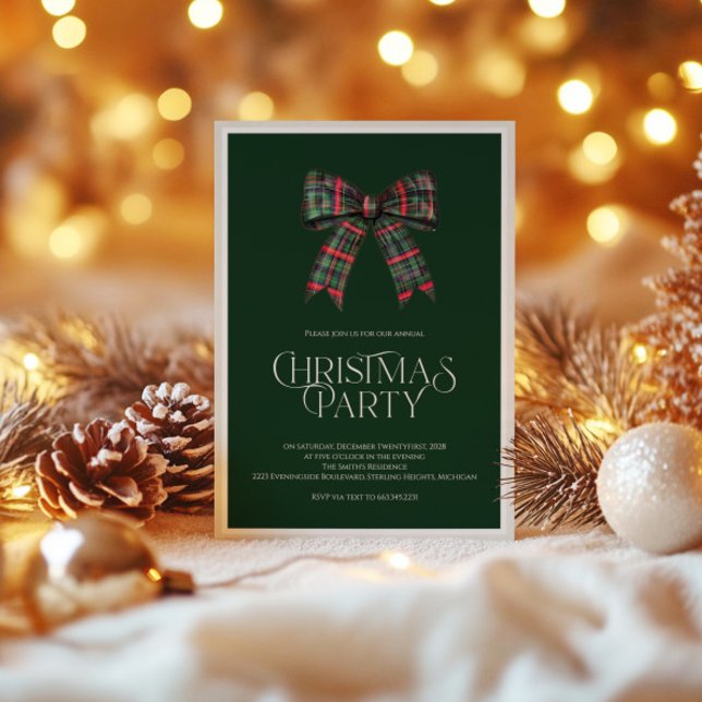 Rustik julfest med grönt tema - inbjudan i rött oc (Skapare uppladdad)