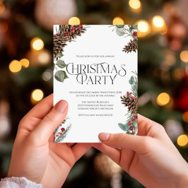 Rustik julfestinladning | Vit högtid Julkort