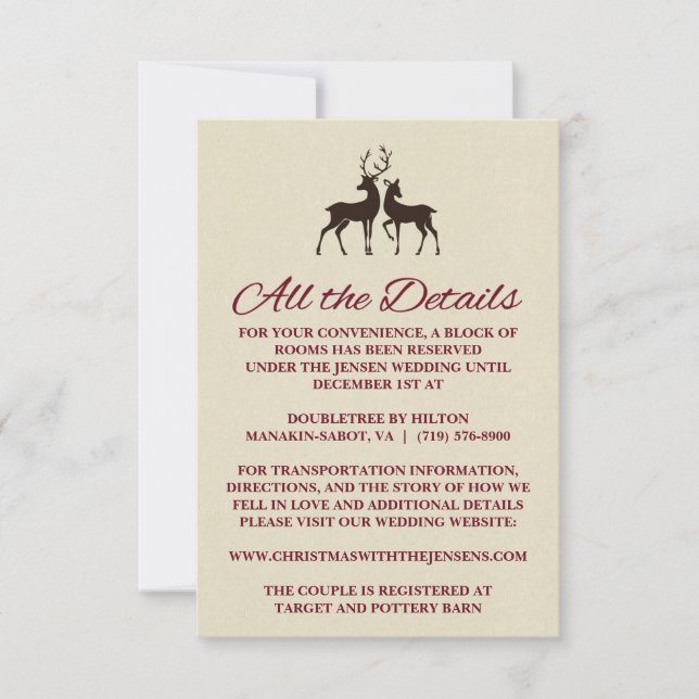 Rustik julfirande tall bröllopsdetaljkort inbjudningar (Framsida)