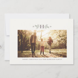 Rustik julfoto med horisontellt monogram julkort