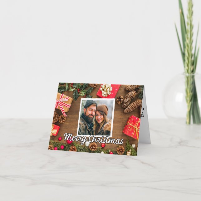 Rustik julfototemplate God Jul Helgkort (Framsida)